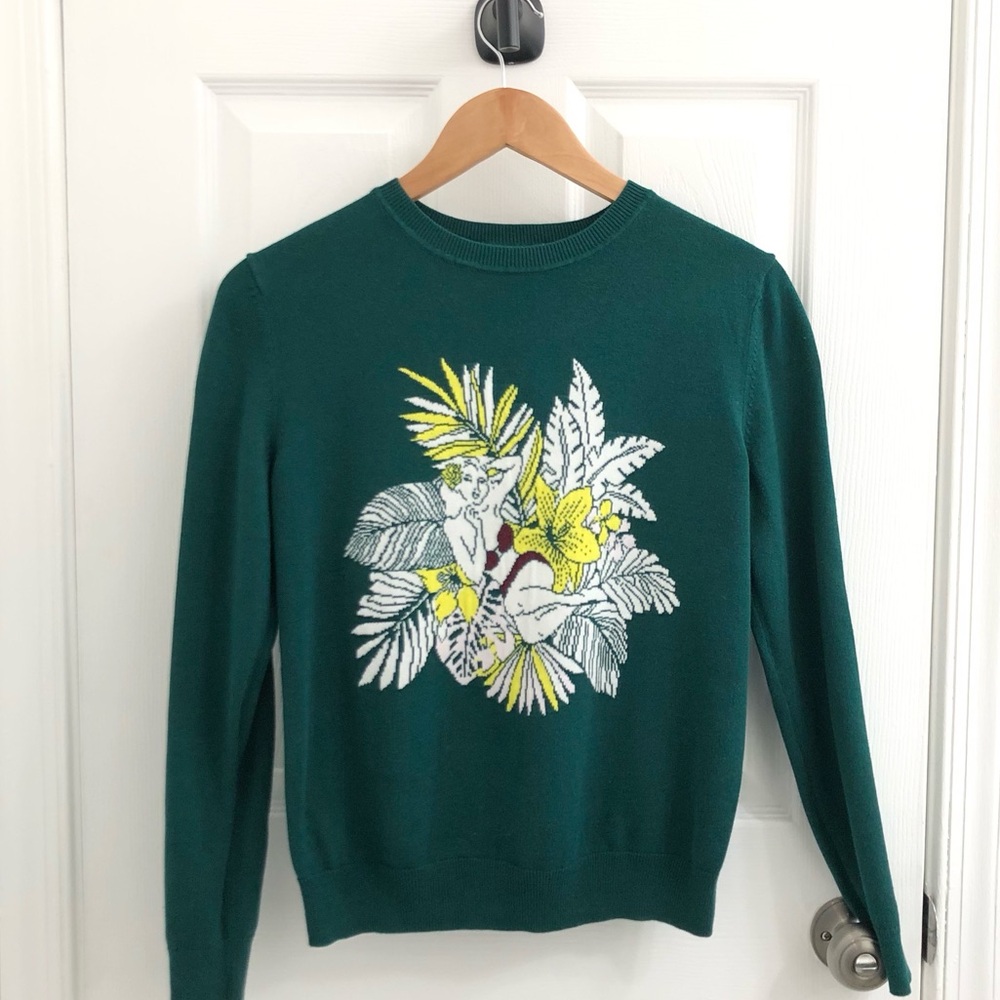 Lord & Taylor Sweater with Yellow Floral Design